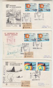Z6937 J Lstamps 3 1972 & 3 argentina registered antarctic anniv covers