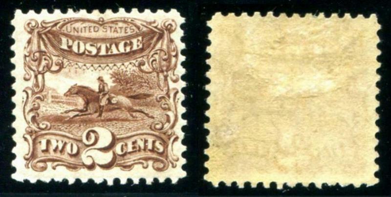 HERRICKSTAMP UNITED STATES Sc.# 124 2¢ Brown Re-Issue LH, Original Gum