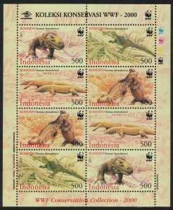 Indonesia WWF Komodo Dragon Sheetlet of 2 sets 2000 MNH SC#1911-1914