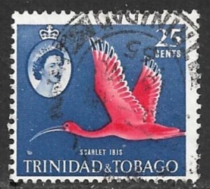 TRINIDAD AND TOBAGO 1960 QE2 25c SCARLET IBIS Bird Issue Sc 97 VFU