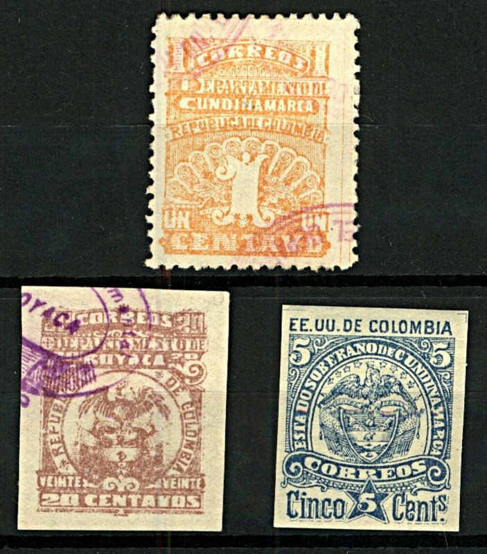 Colombia Cundihamaria Range of Local Issues (3v) M & FU Stamps