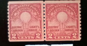 Sc# 656 MHR coil line pair 2c Edison carmine