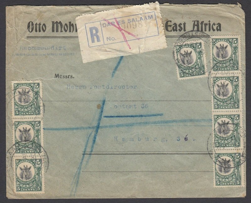 Tanganyika/Belgian Congo Combination 1926 registered cover to Germany