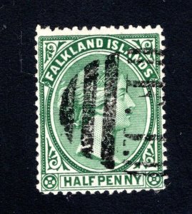 Falkland Islands SC #9a  F/VF, Used, 1/2p blue green,  CV $29.00 .....1930010