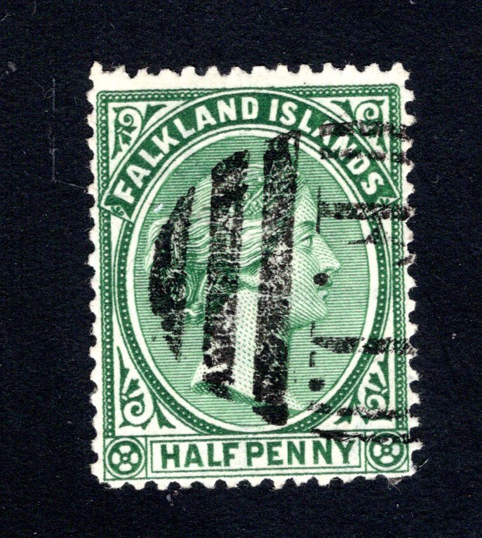 Falkland Islands SC #9a  F/VF, Used, 1/2p blue green,  CV $29.00 .....1930010