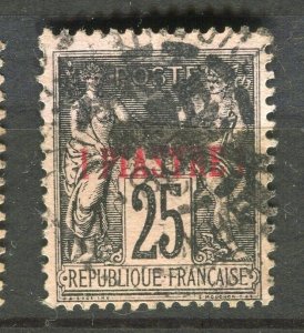 FRENCH COLONIES; LEVANT 1890s early P & C surcharged 1Pi. value fair Postmark