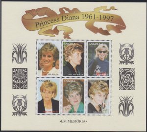 Angola - 1998 - SC 1009 - NH - Sheet of 6 - Diana