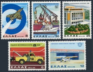 Greece 1374-1378, MNH. Mi 1433-1437. Tow truck, Air Force Jet, Airplane, 1980.