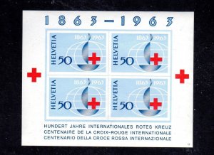 SWITZERLAND #428 1963 SWISS RED CROSS MINT VF NH O.G S/S4 IMPERF.