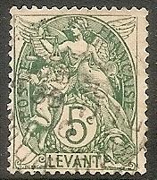 France-Off. Turkey 25 Used 1902 5c Liberty