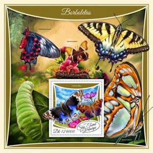 St Thomas - 2017 Butterflies on Stamps - Souvenir Sheet - ST17506b