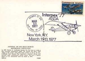 US 1684 - Interpex '77 Cancel - Lindbergh Post Card      ...