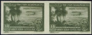 SPAIN 1930 SPANISH AMERICAN EXHIBITION 10C IMPERF PROOF PAIR MNH **