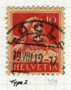 SWITZERLAND; 1914 early William Tell issue fine used Shade of 10c. value