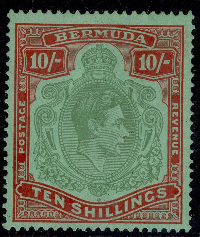 BERMUDA GVI SG119e, 10s green & vermilion/green, M MINT. Cat £40.