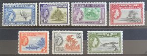 GILBERT & ELLICE ISLANDS 1956  QE2 DEFINITIVES VALUES TO 1/- MOUNTED MINT