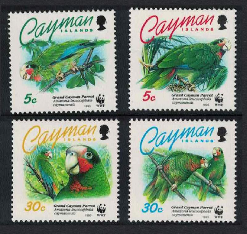 Cayman Is. Grand Cayman Parrot Birds WWF 4v SG#765-768