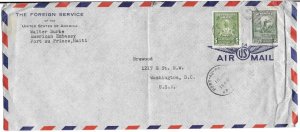US HAITI 1949 AMERICAN EMBASSY PORT AU PRINCE OFFICIAL COVER TO WASH DC