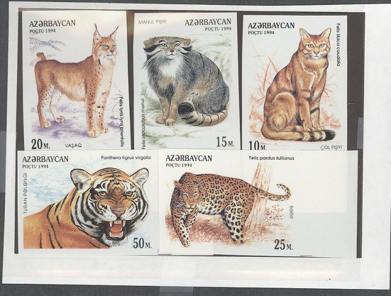 Azerbaijan #464-468v  Single (Complete Set) (Cat) (Fauna)