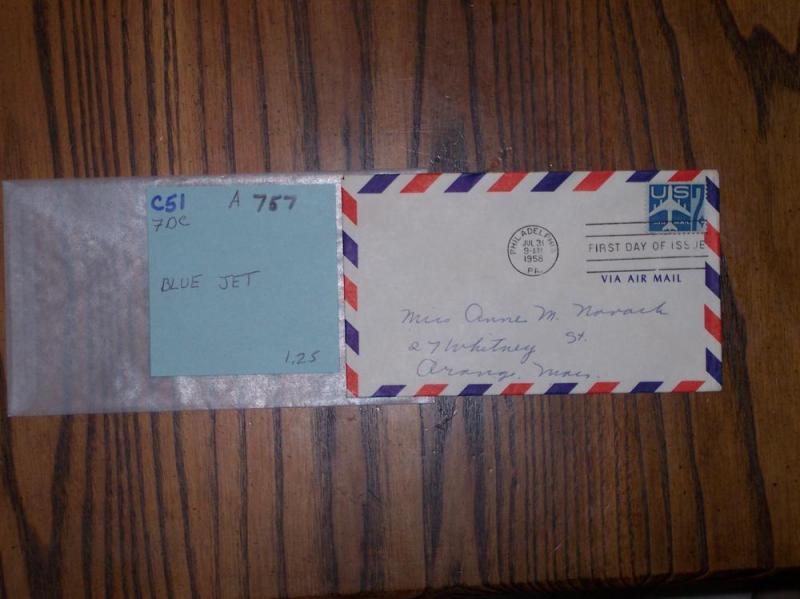 #C51,  FDC, Blue Jet, Cat=$1.25, A 757