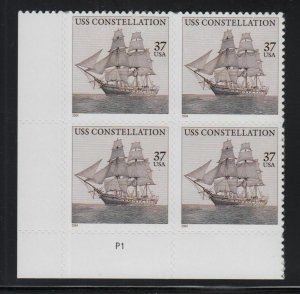 2004 U. S. S. Constellation Sc 3869 MNH plate block, last sail-only warship LL 