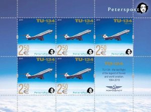 Finland 2019 Legend of aviation plane TU-134 Peterspost sheetlet MNH