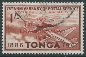 Tonga Official 1886 SG013 1s red-brown emancipation ovpt FU