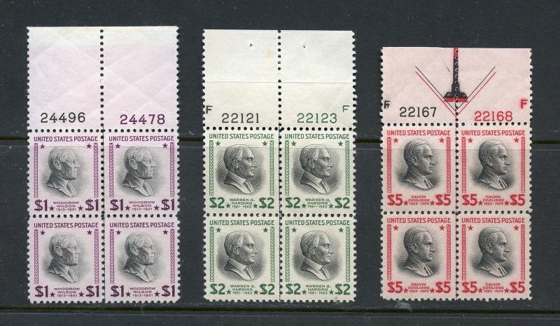 UNITED STATES PRESIDENTIAL HIGH VALUE SCOTT#832/34 SUPERB PLATE BLOCKS   MINT NH