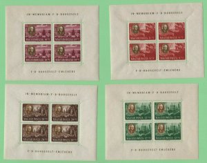 $Hungary Sc#B198a-d CB1-c M/NH sheets of 4, corner stain on CB1, B198 has crease