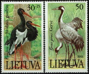 Lithuania #403-404  MNH - Birds Crane Stork (1991)