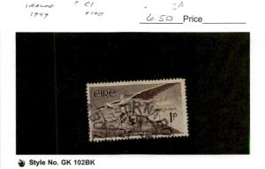 Ireland, Postage Stamp, #C1 Used, 1949 Airmail, Angel Rock Cashel (AE)
