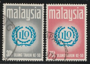 MALAYSIA 1970 Anniversary of International Labour Organization 2V USED SG#72&73
