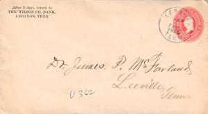 United States Tennessee Lebanon 1900 duplex  Postal Stationery Envelope  Corn...