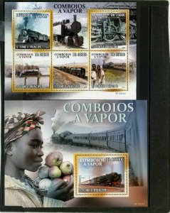 LOCOMOTIVES/TRAINS 4 SHEETS OF 4 & 6 STAMPS & 4 S/S MNH