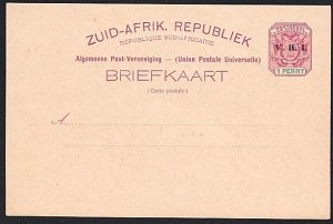 TRANSVAAL 1d postcard overprinted V.R.I. unused............................B1474