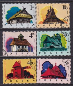 Poland 1974 Sc 2023-8 Cottage Town Hall Windmill Orthodox Church Stamp CTO