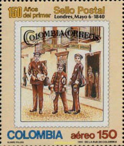 163177 MNH COLOMBIA 1990 150 ANIVERSARIO DEL PRIMER SELLO