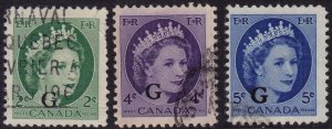 Canada - 1953 - Scott #O33,O36,O37 - used - G overprint
