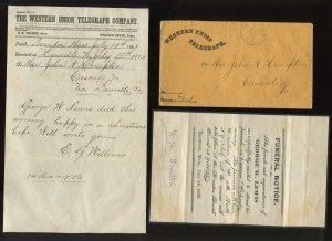 Western Telegraph Co. Telegram with Matching Funeral Notice and Cover LV6463