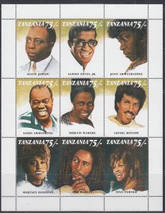 TANZANIA Sc # 811a-i MNH SHEET of 9 DIFF BLACK ENTERTAINERS