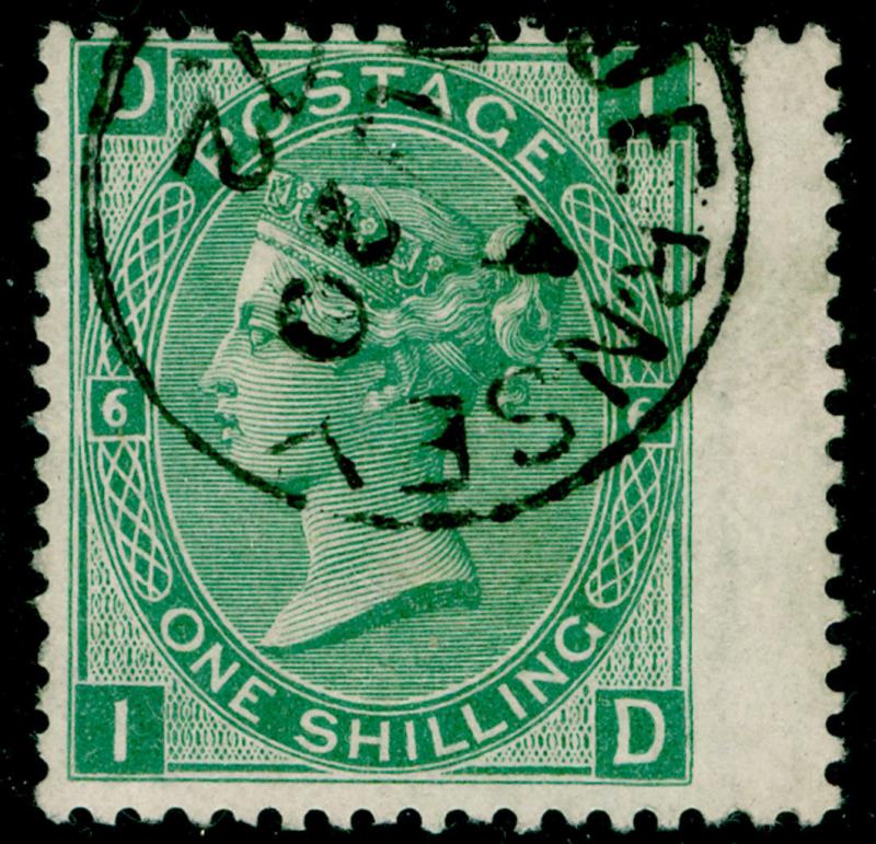 SG117, 1s green plate 6, FINE USED, CDS. Cat £45. ID