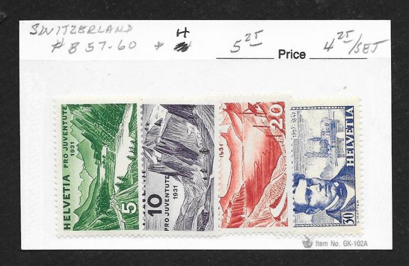 SWITZERLAND Sc#B57/60 Unused Hinged Complete Set