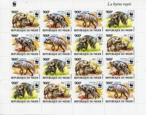 Niger 2015 MNH Striped Hyena WWF 16v M/S Hyenas Wild Animals Fauna