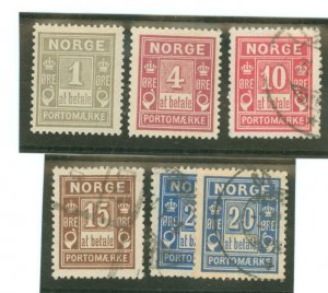 Norway #J1-J5 Used Single