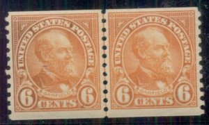 US #723 6¢ Garfield, Joint Line Pair, og, NH, VF Scott $82.50