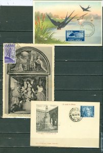 ITALY 1938/45/55 LOT of (3) NICE POST CARDS...AIRMAIL STAMPS
