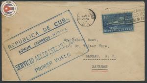 Cuba 1931 First Flight Cover Havana - Nassau | F.A.M. No. 5 | Edifil E40A | C...