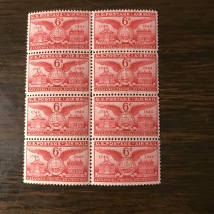 US SCOTT C40 Block of 8 - 6¢ Winged Seal of Alexandria Corp (9) -MNH, F/VF