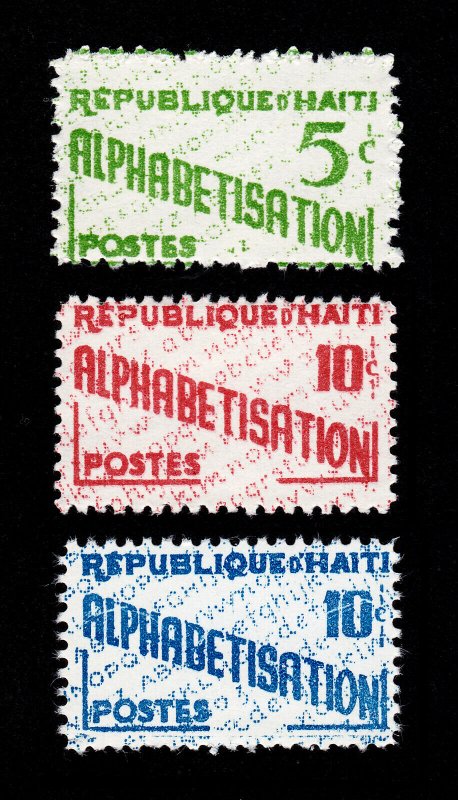 HAITI #RA28-RA30 ALPHABETISATION POSTAL TAX STAMP ISSUE 1960 MNH-OG