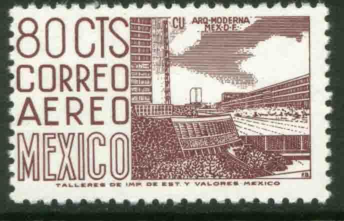 MEXICO C265b 80c 1950 Def 8th Issue Fosforescent glazed MNH